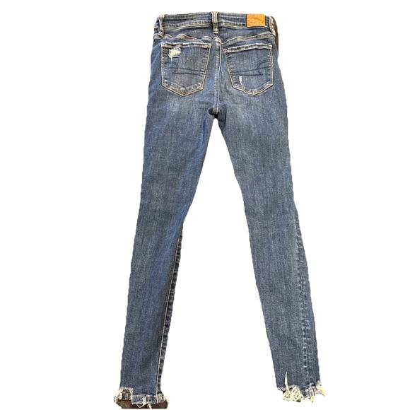 American Eagle Jeans Womens 2 Blue Distressed Next Level Stretch Hi-Rise Jegging - Picture 4 of 7